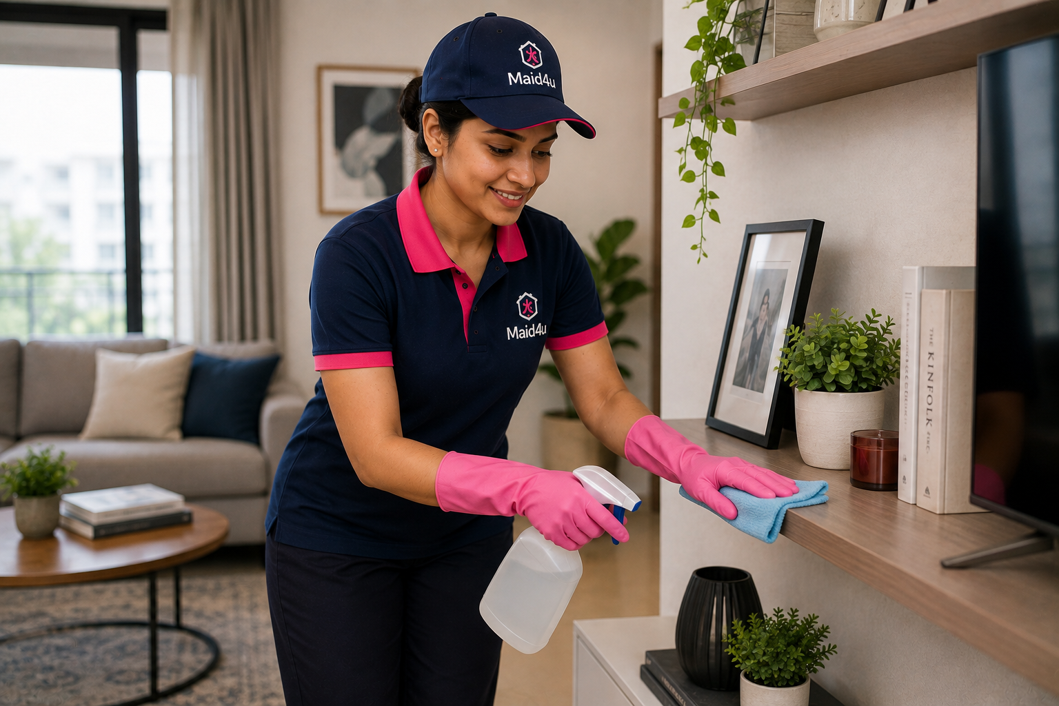 Maid4u professional providing balcony cleaning service